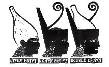 Diagram of the crowns of ancient Egypt.