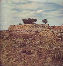 Dry-stone ruins at Great Zimbabwe standing on a rocky hillside under a cloudy sky.